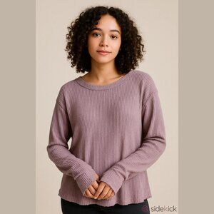 We the Free Women's Size XS Purple Thermal Long Sleeve Oversized Boho Shirt
